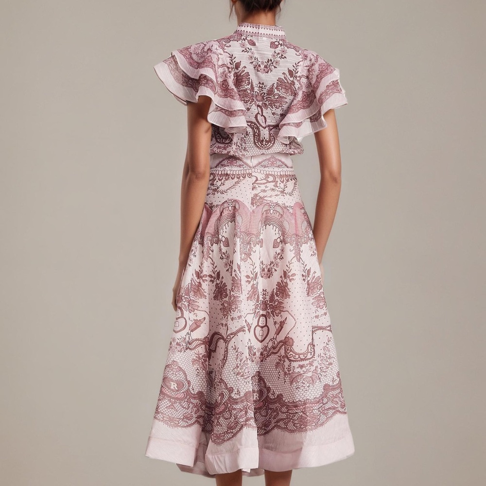 Designer-Style Pink Ruffled Two-Piece Dress Set - Picture 6 of 11